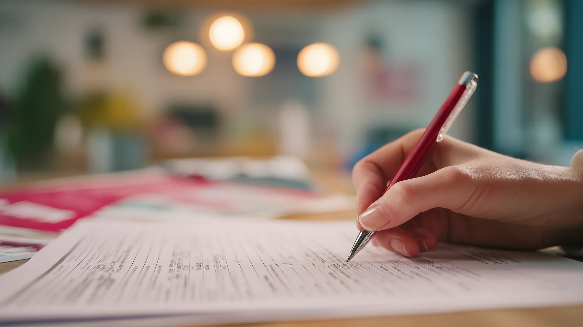 Hands writing on a printed builder price sheet with line items