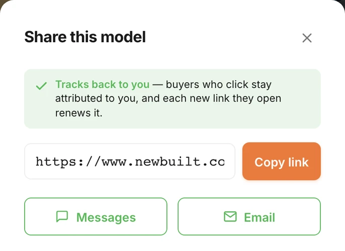 The Share this model box on a real model page